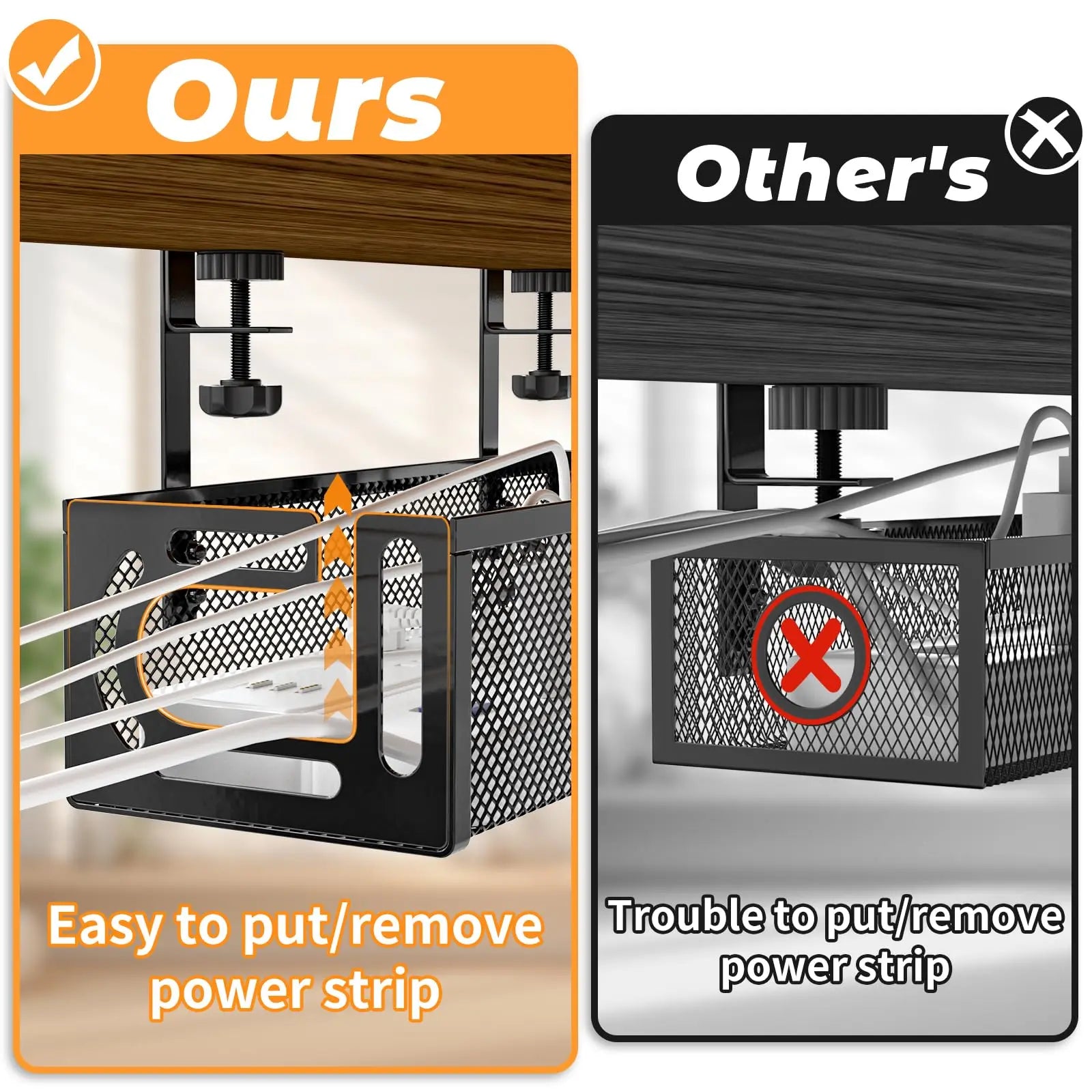 Cable organizer, under-desk tray  (1 unit)