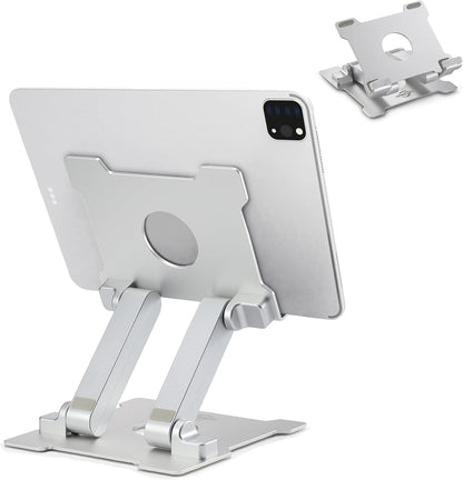 Quality Tablet Stand,Adjustable Foldable Eye-Level Aluminum Solid up to 15-In Tablets Holder 
