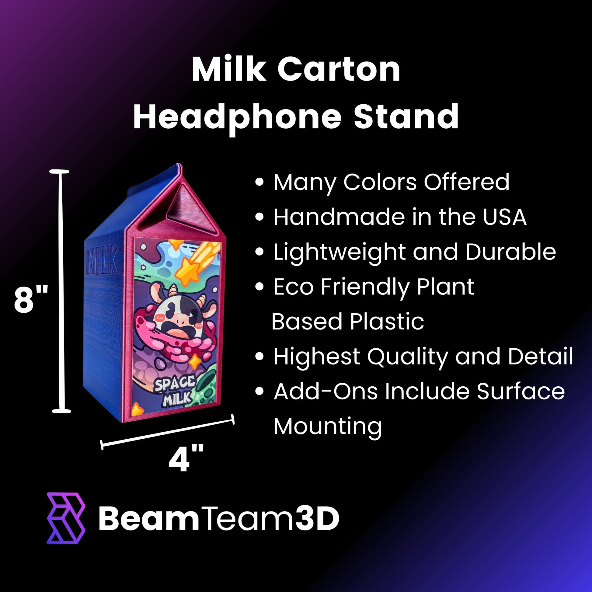 Beamteam3D hearing aid holder shaped like a milk carton 
