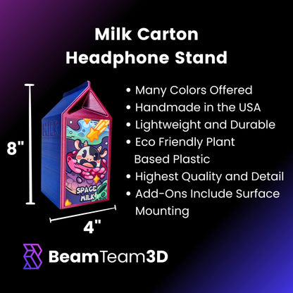 Beamteam3D hearing aid holder shaped like a milk carton 
