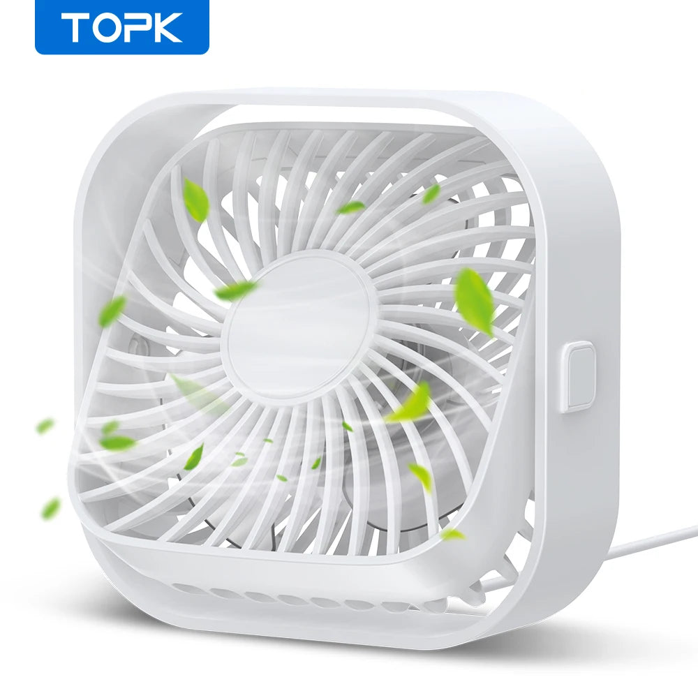 Mini Portable Fan USB Desk Fan Table Strong Airflow &Quiet Operation 3 Speed 360°Rotatable Standing Fans