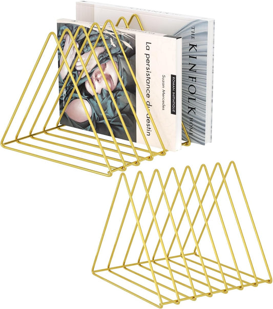 Triangle Desk Organizers Metal Wire Magazine Holder 7 Sections  - Pack of 2
