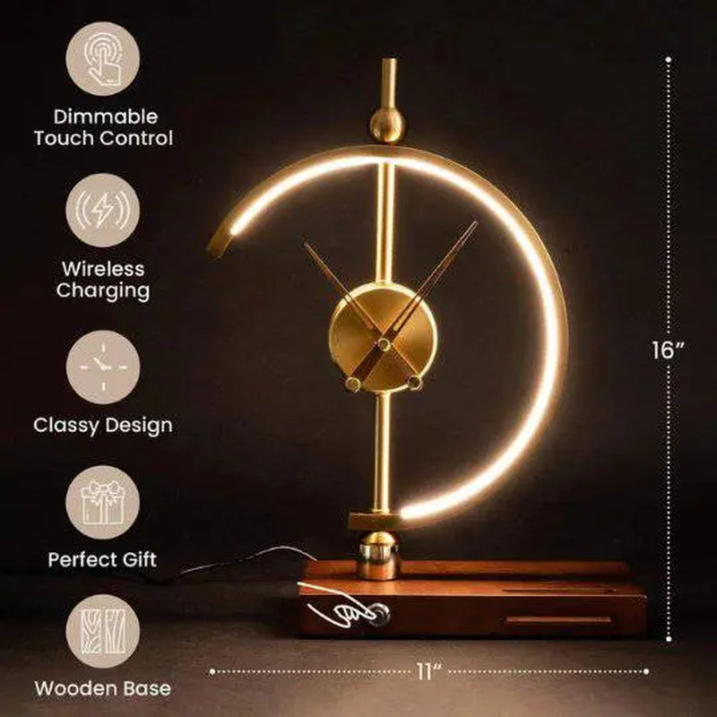 NOGY Desk Lamp with Clock and Wireless Charger 