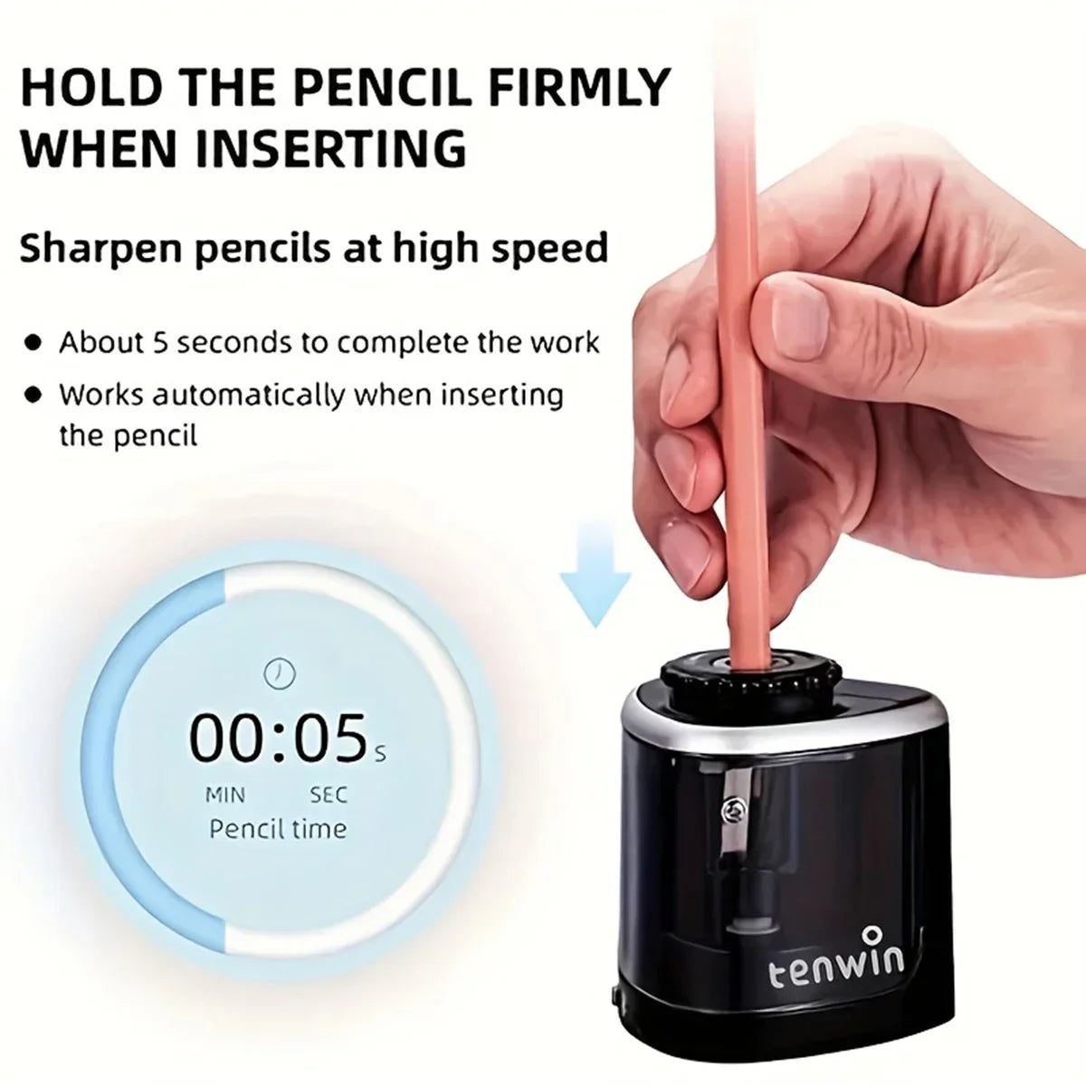 Desktop Automatic Pencil Sharpener Suitable to Pencils (6-8Mm) 