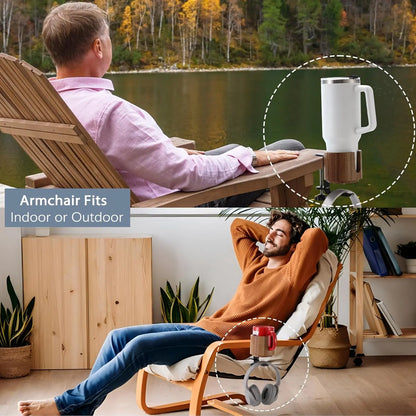 2-in-1 Headphone Holder with 360° Rotation for Under-Desk Use, 360° Spill-Proof Cup Holder