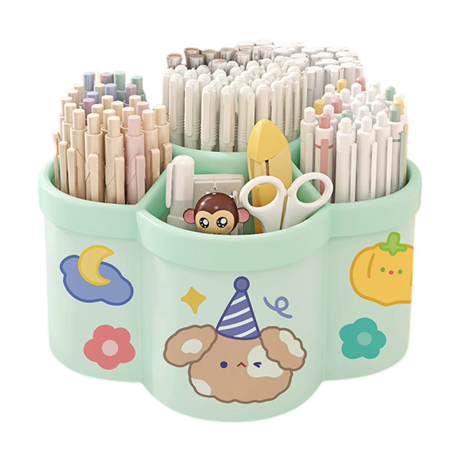 Large-capacity desktop organizers with a swivel holder for pens and makeup brushes