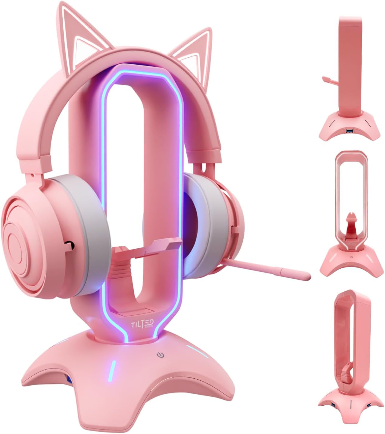 Headset Stand with RGB, Mouse Bungee Holder, and 2 Port USB Hub Charger
