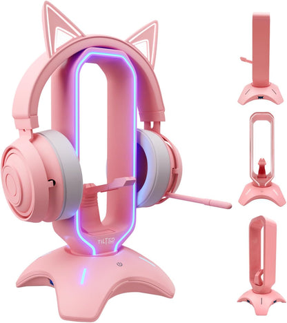 Headset Stand with RGB, Mouse Bungee Holder, and 2 Port USB Hub Charger