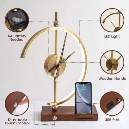 NOGY Desk Lamp with Clock and Wireless Charger 