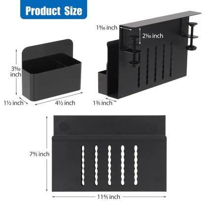Desktop storage holder with clamp mount (black)