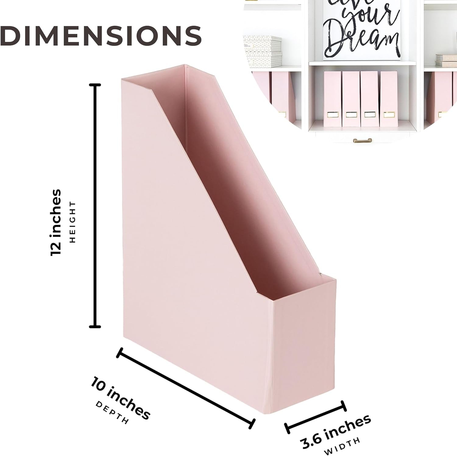 Cardboard Magazine File Holder Set of 6 Pink