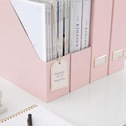 Cardboard Magazine File Holder Set of 6 Pink