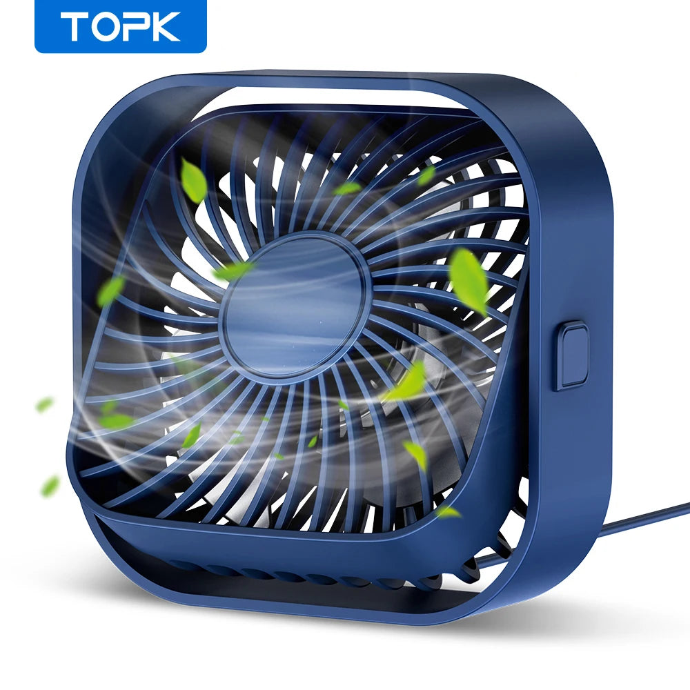 Mini Portable Fan USB Desk Fan Table Strong Airflow &Quiet Operation 3 Speed 360°Rotatable Standing Fans