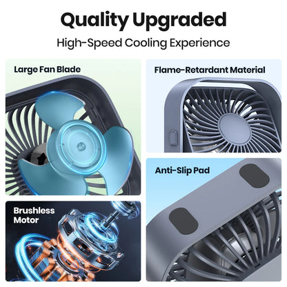 Mini Portable Fan USB Desk Fan Table Strong Airflow &Quiet Operation 3 Speed 360°Rotatable Standing Fans