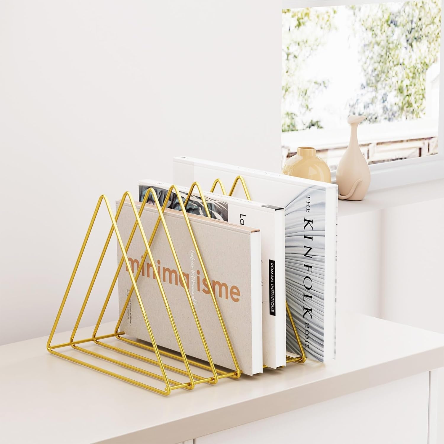 Triangle Desk Organizers Metal Wire Magazine Holder 7 Sections  - Pack of 2