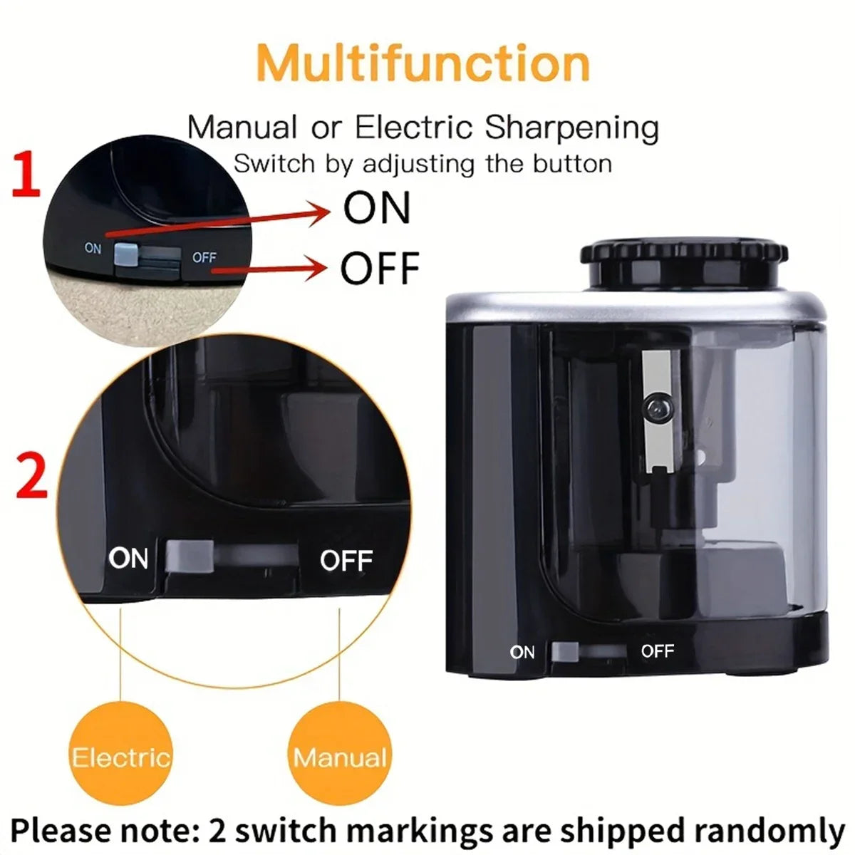 Desktop Automatic Pencil Sharpener Suitable to Pencils (6-8Mm) 