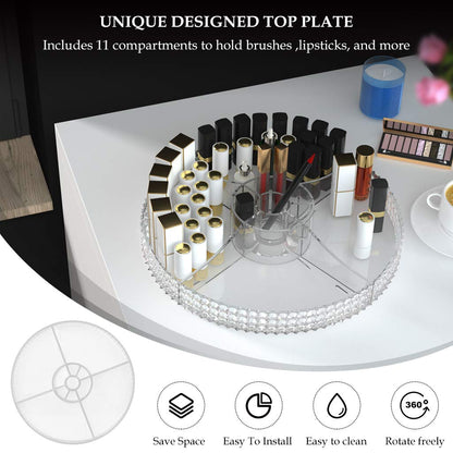 7-tier removable makeup and perfume organizer that can be customized, ideal for a vanity (transparent)