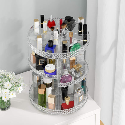7-tier removable makeup and perfume organizer that can be customized, ideal for a vanity (transparent)
