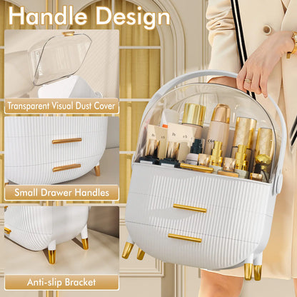 7CODE Makeup Organizer, Cosmetic Display Cases with Clear Lids, White Boxes