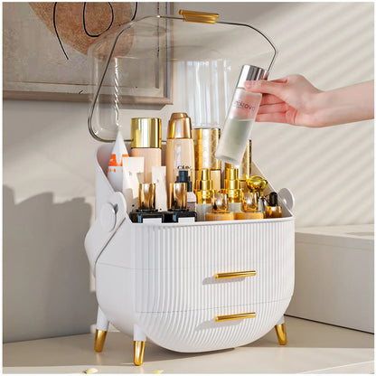 7CODE Makeup Organizer, Cosmetic Display Cases with Clear Lids, White Boxes