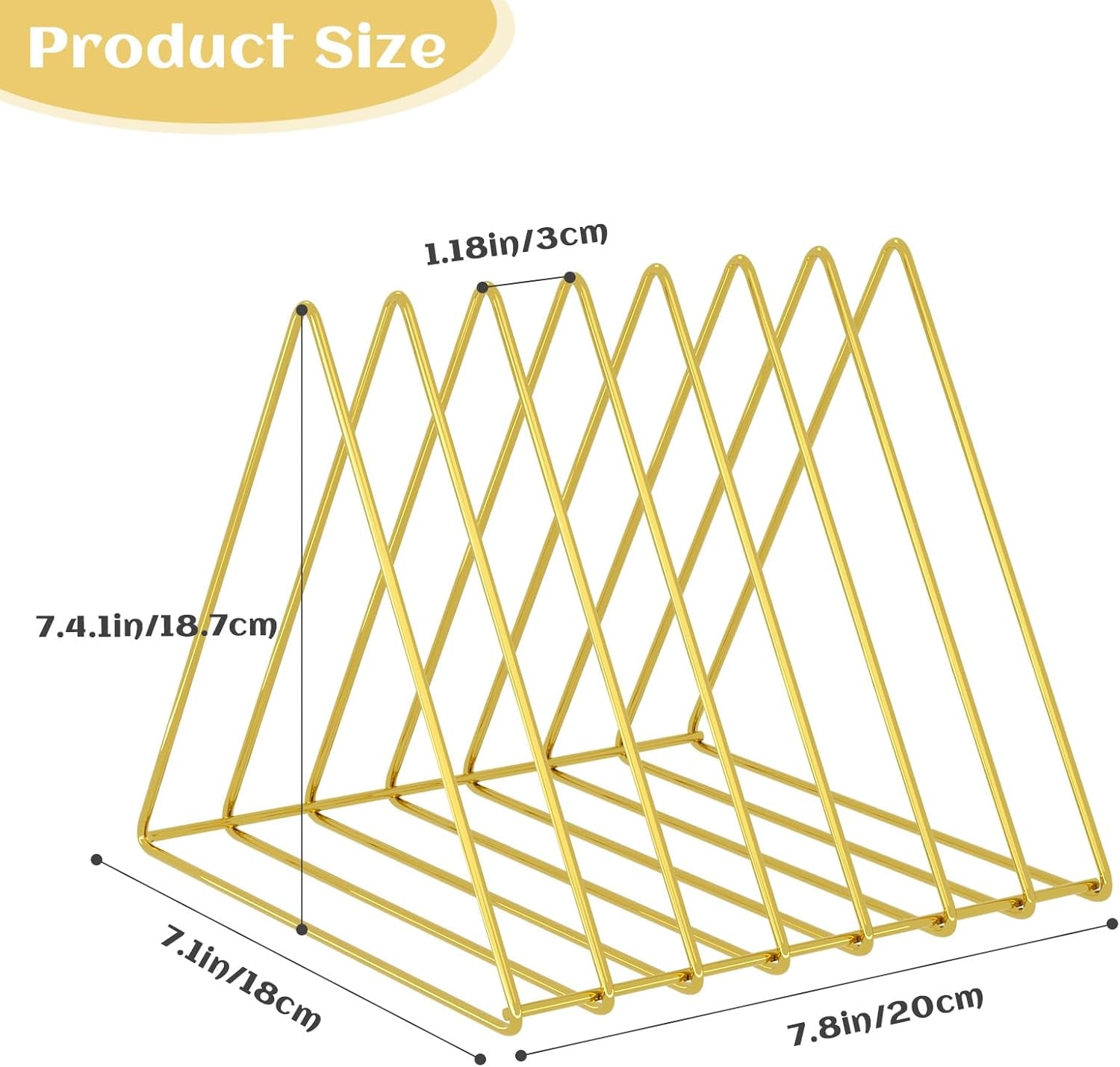 Triangle Desk Organizers Metal Wire Magazine Holder 7 Sections  - Pack of 2