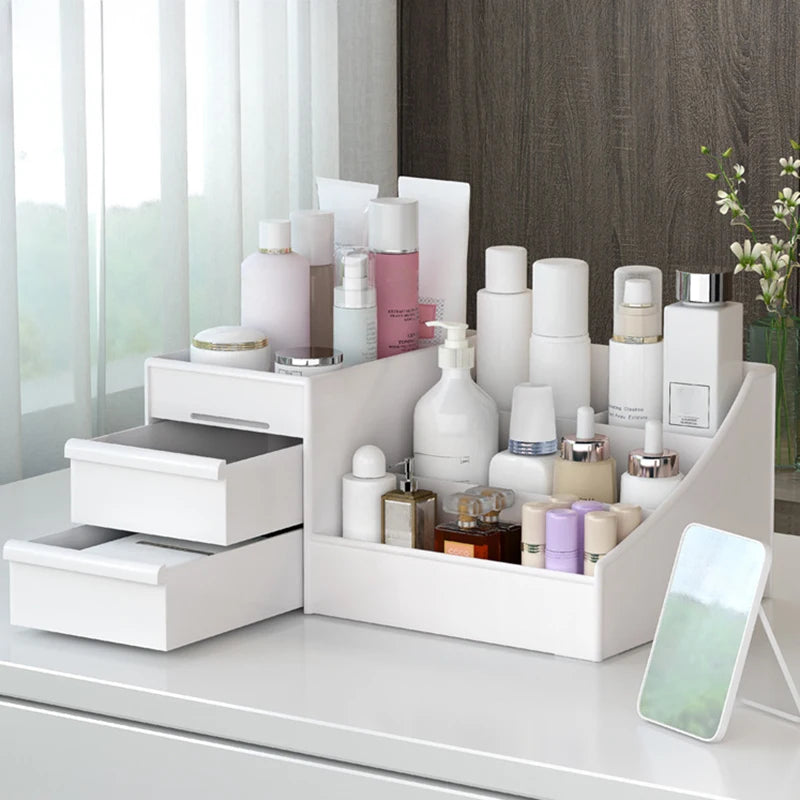Cosmetic Storage Box for Desktop - Plastic Drawer Organizer for Makeup and Skin Care Essentials
