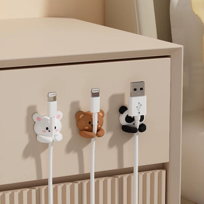WORTHBUY Desktop Cable Organizer and Holder - Self-Adhesive Winder Clips for Mobile Phone Data Cables and Wire Management