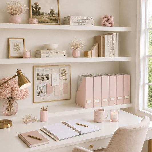 Cardboard Magazine File Holder Set of 6 Pink
