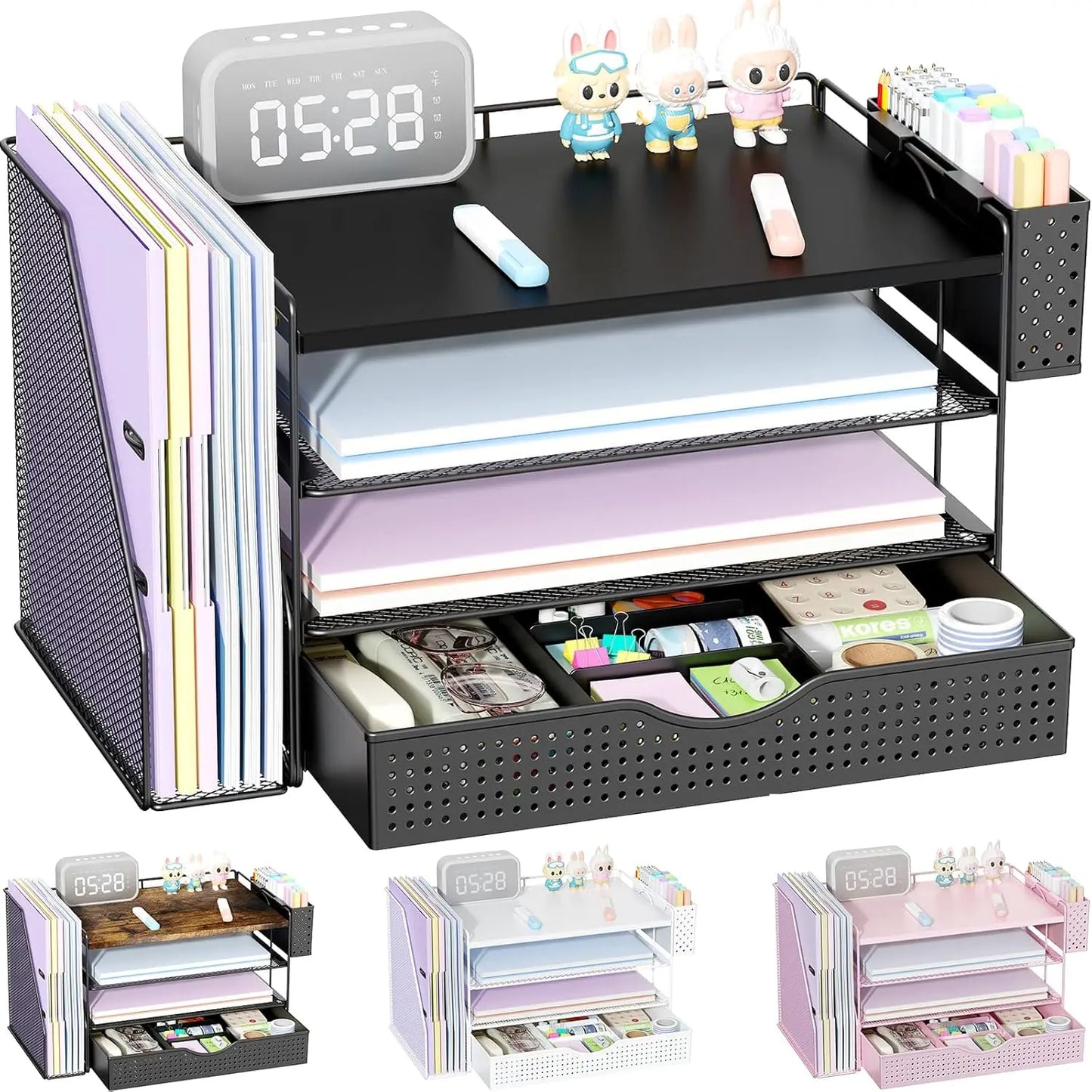 4-Tier Desktop Organizers and Accessories with Folder Holders 