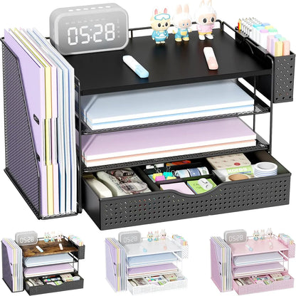 4-Tier Desktop Organizers and Accessories with Folder Holders 