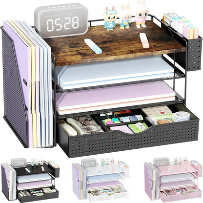 4-Tier Desktop Organizers and Accessories with Folder Holders 
