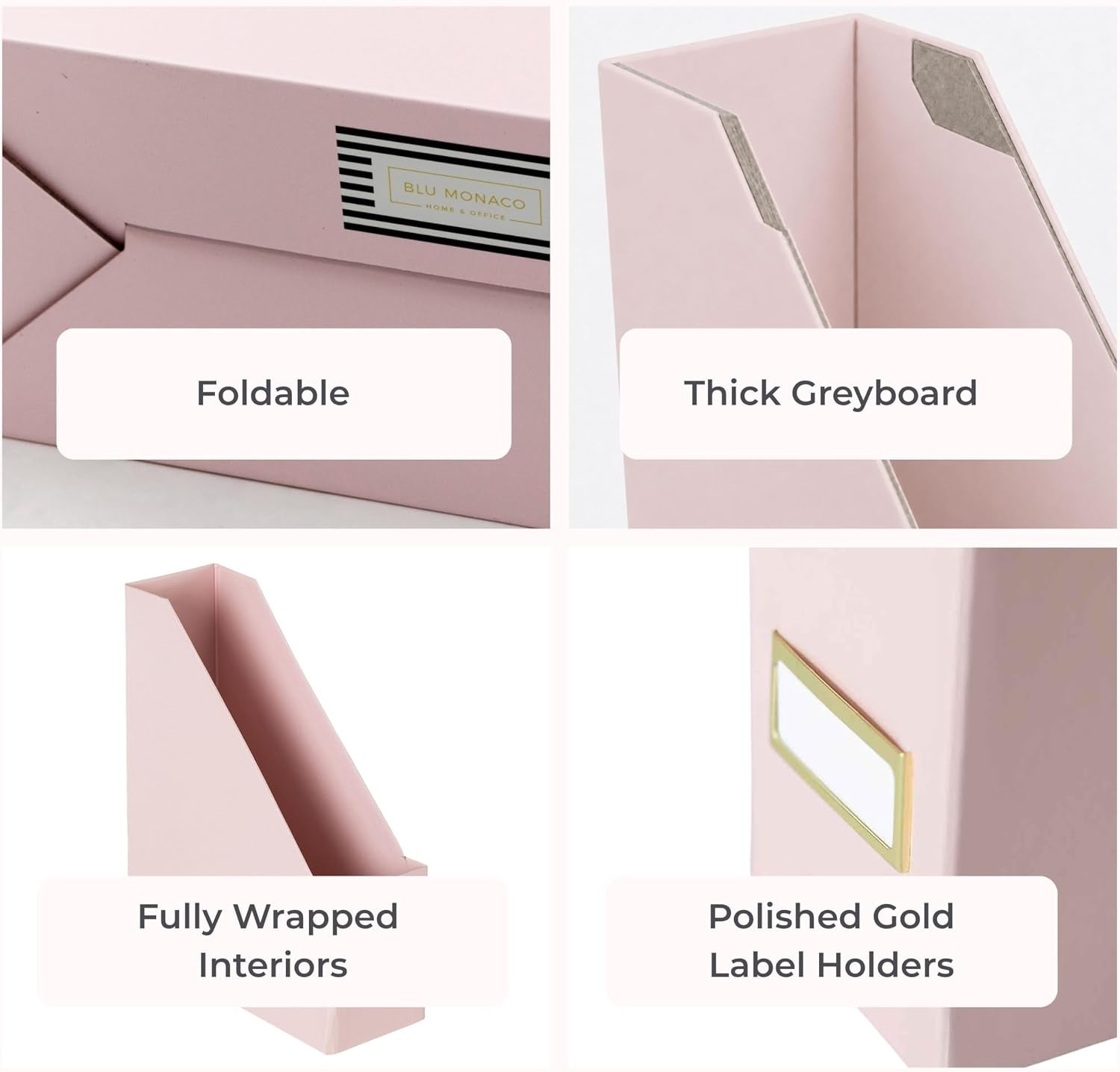 Cardboard Magazine File Holder Set of 6 Pink