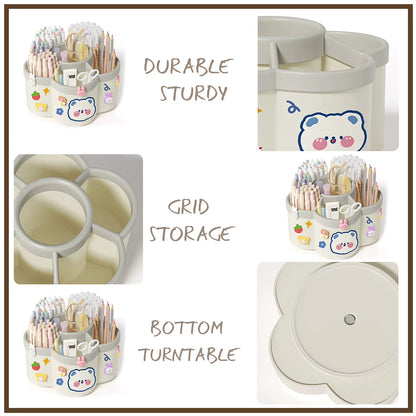 Large-capacity desktop organizers with a swivel holder for pens and makeup brushes