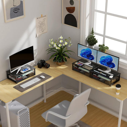 Computer Monitor Stand Riser, Desk Organizers and Accessories with Drawer (Black)