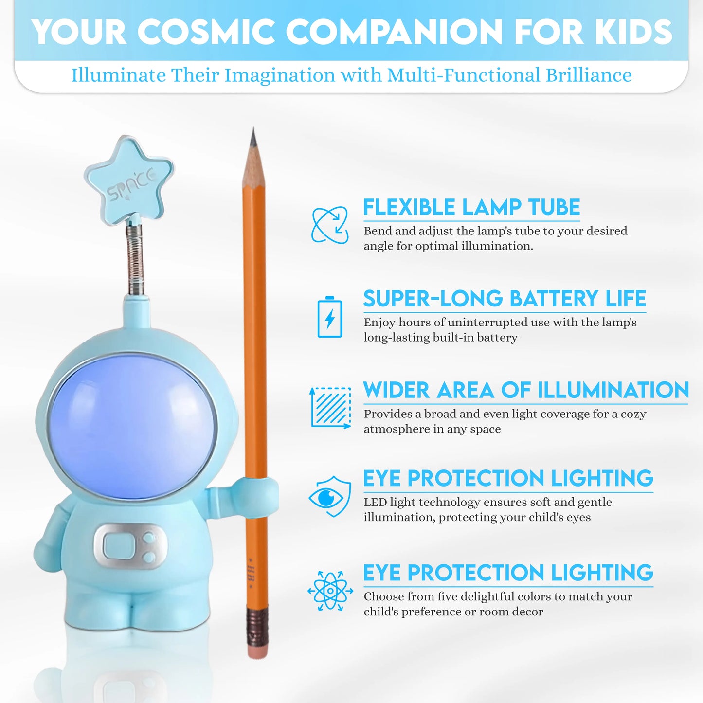 Eliberu Totalsells “Astronaut” LED Desk Lamp, Reading Light for Books, White