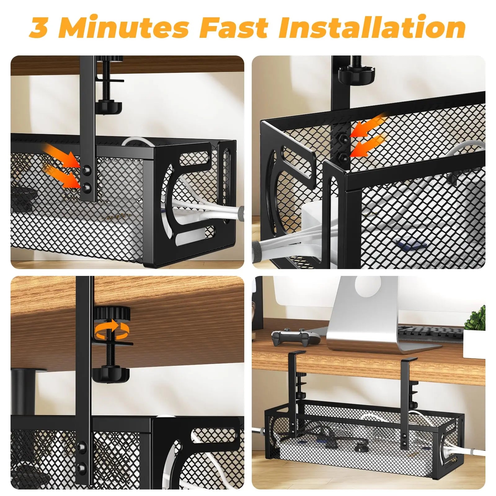 Cable organizer, under-desk tray  (1 unit)