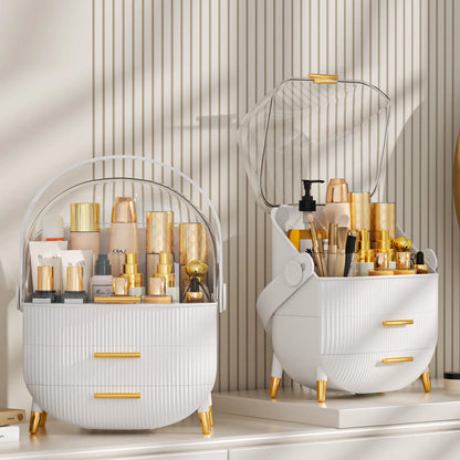 7CODE Makeup Organizer, Cosmetic Display Cases with Clear Lids, White Boxes