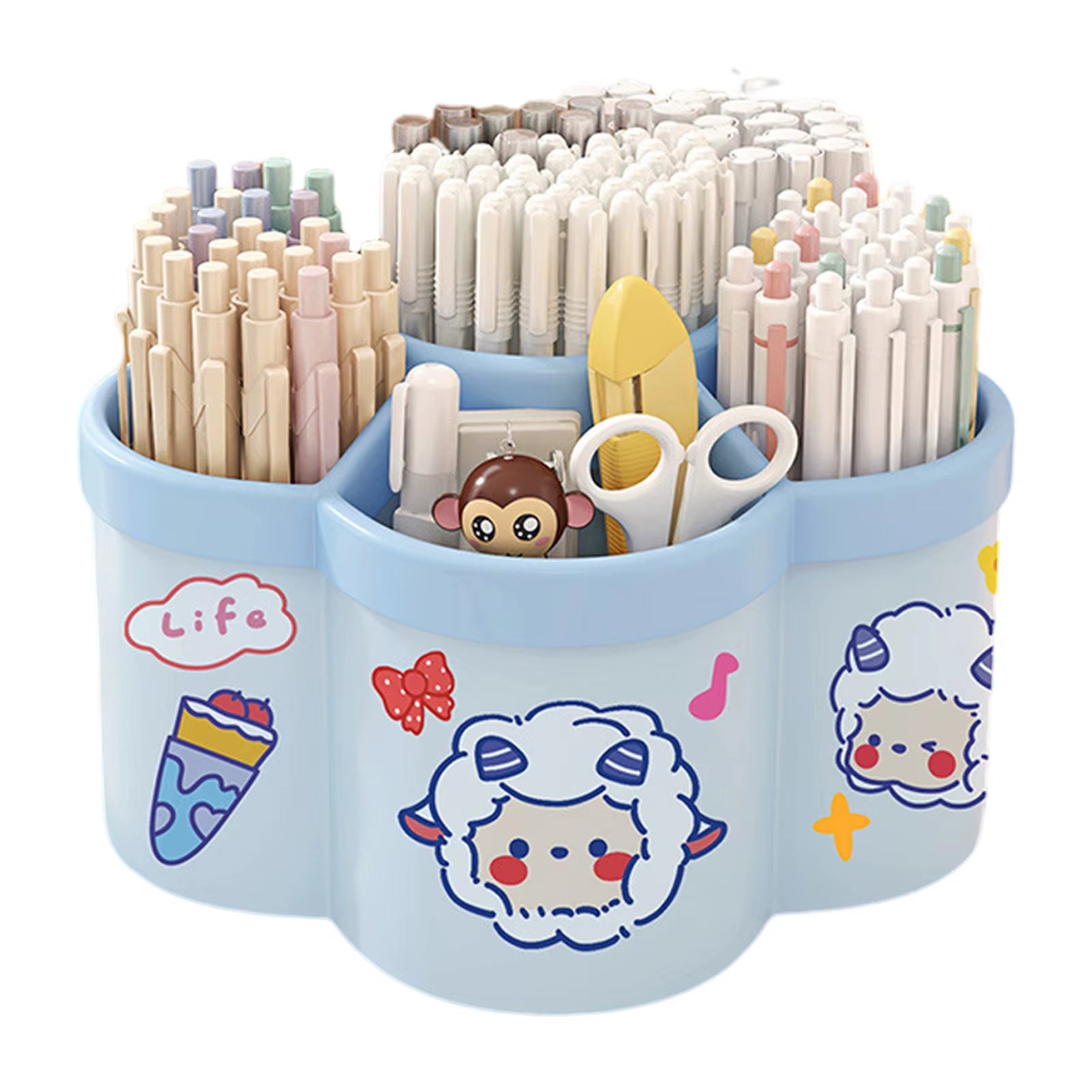 Large-capacity desktop organizers with a swivel holder for pens and makeup brushes