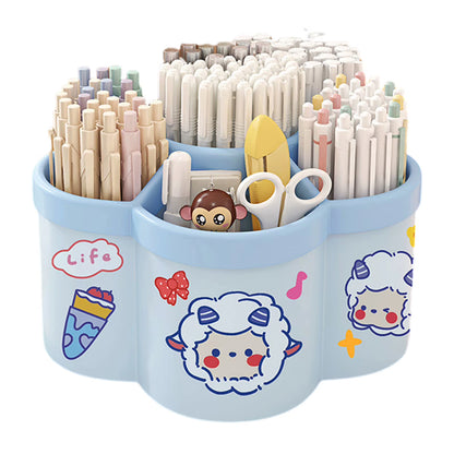 Large-capacity desktop organizers with a swivel holder for pens and makeup brushes