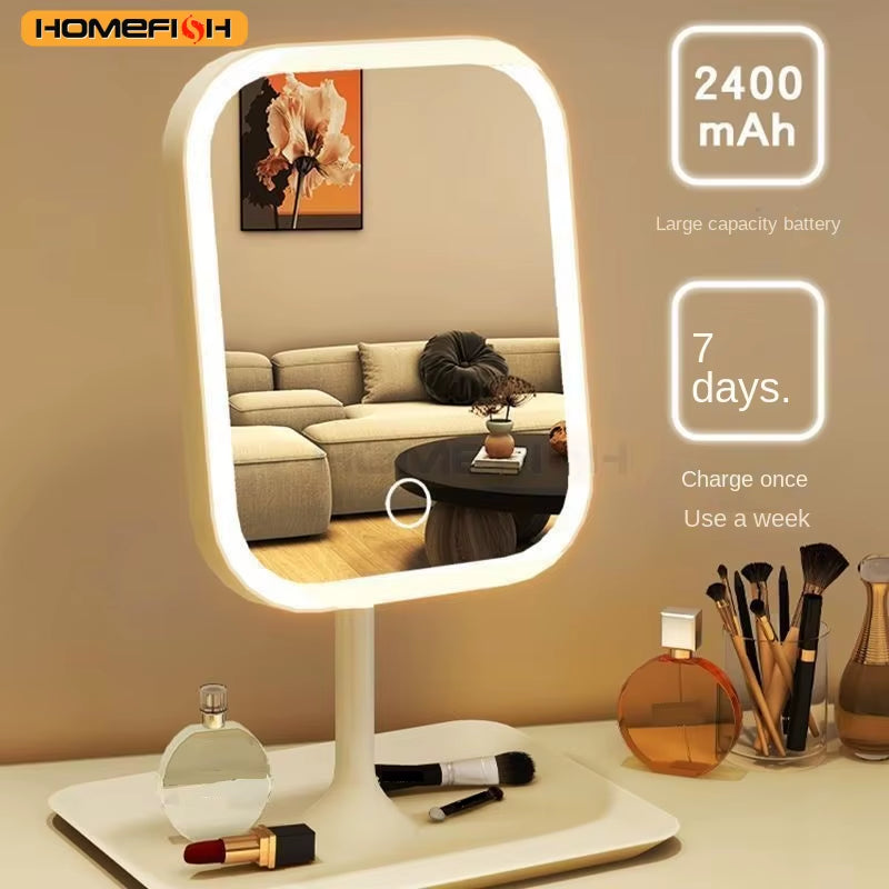 Niche Modern LED Makeup Mirror with Touch Control and Three Color Lighting for Bedroom Vanity Use