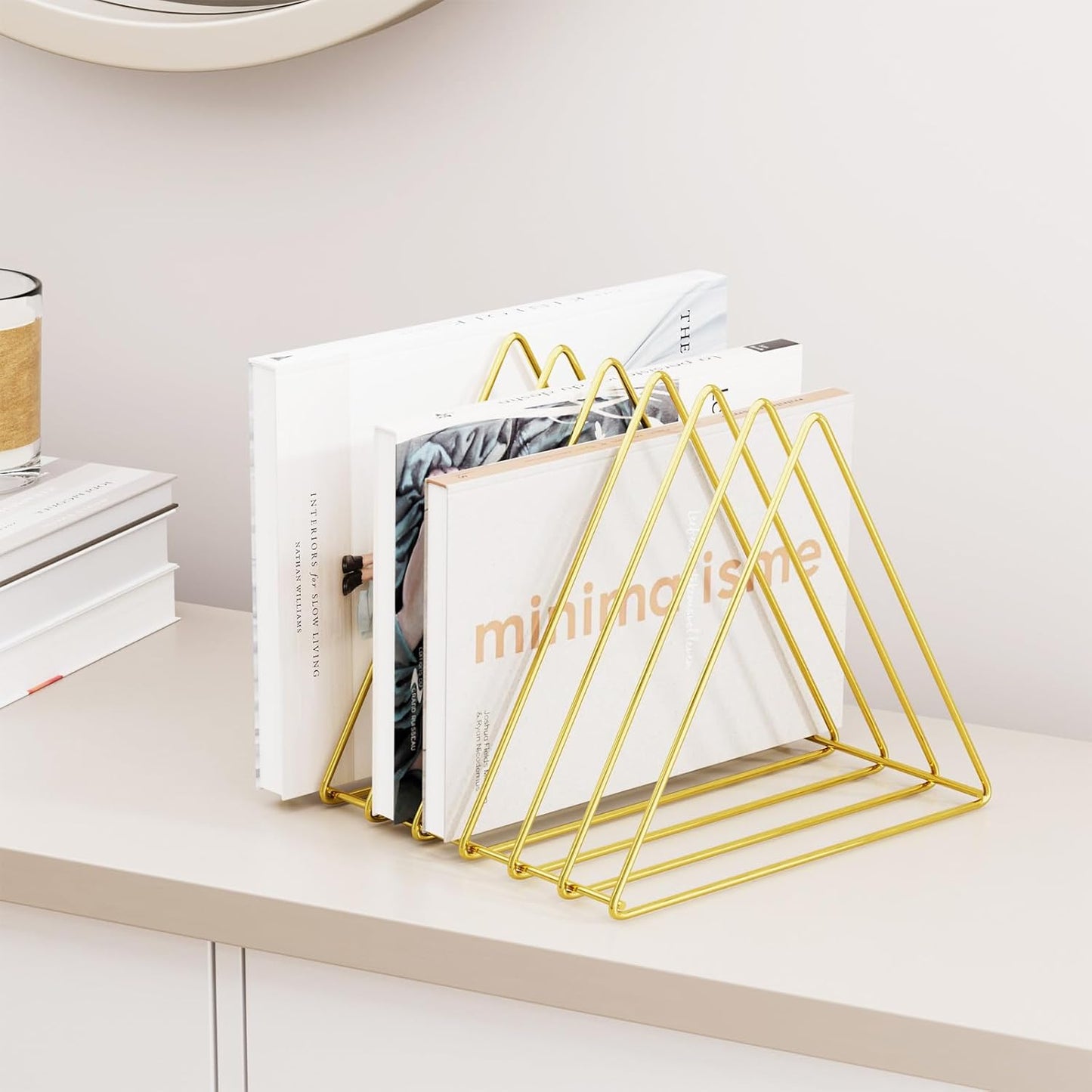 Triangle Desk Organizers Metal Wire Magazine Holder 7 Sections  - Pack of 2