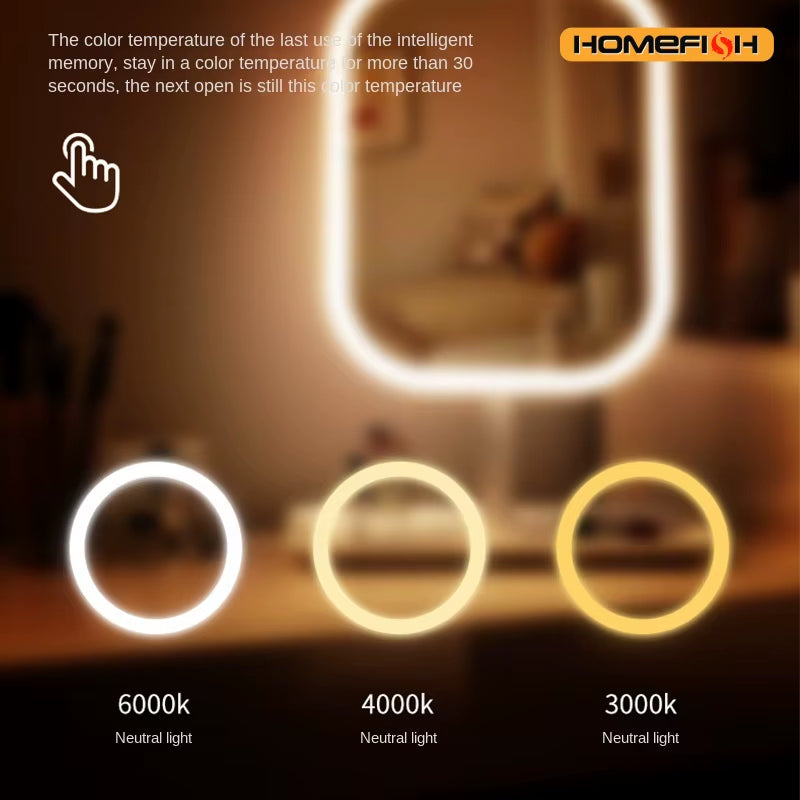 Niche Modern LED Makeup Mirror with Touch Control and Three Color Lighting for Bedroom Vanity Use