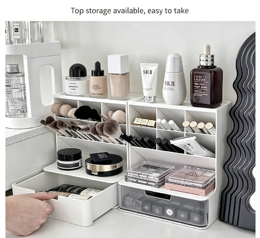Cosmetic Storage Box for Desktop - Plastic Drawer Organizer for Makeup and Skin Care Essentials